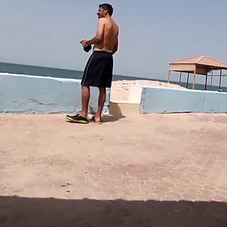 Hairy daddy in the beach 2